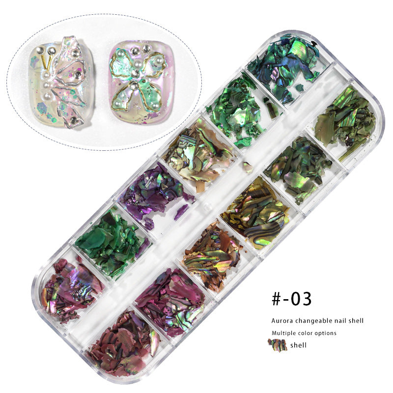 New nail art shell fragments accessories 12 colors mixed nail art shell pieces fantasy color thin irregular fragments