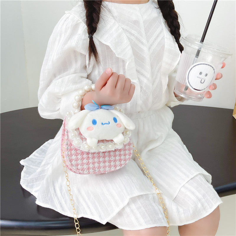 Cute Princess Crossbody Bag Fashion Pearl Handbag Girls Chain Shoulder Bag Cartoon Children's Bag Wholesale 