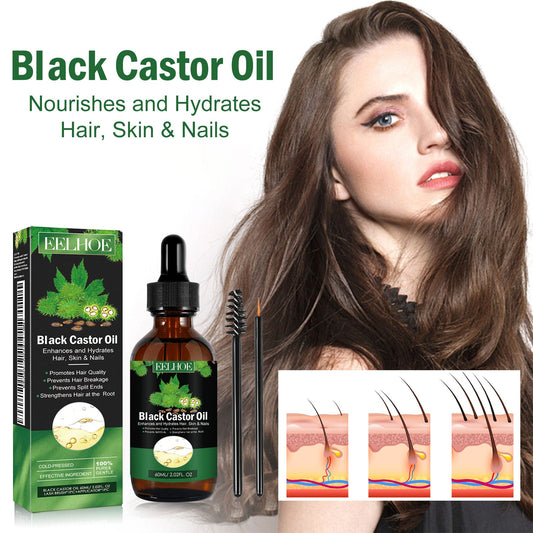 EELHOE ប្រេង Castor Oil អង្គធាតុរាវសក់ក្រាស់ ប្រឆាំងនឹងការជ្រុះសក់ តឹងណែន បណ្តុះសក់ក្រាស់ ម៉ាស្សាស្បែកក្បាល សារធាតុចិញ្ចឹម រាវ 