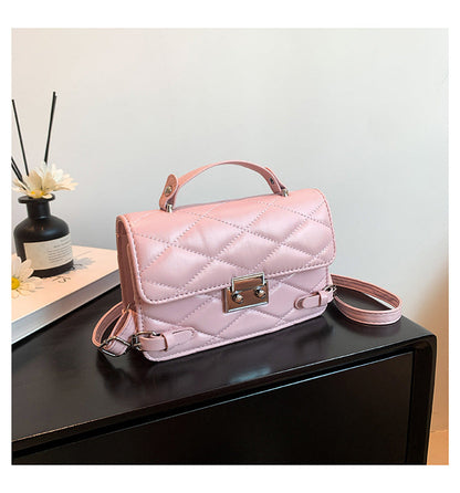 Lock buckle high-quality diamond embroidery handbag fashionable and simple temperament shoulder bag Korean style trendy texture crossbody bag 