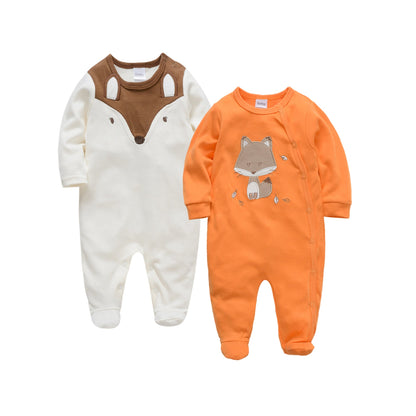 Manufacturers long sleeve baby clothes 2 pieces spring cotton boy infant jumpsuit foot cover jumpsuit cross-border 