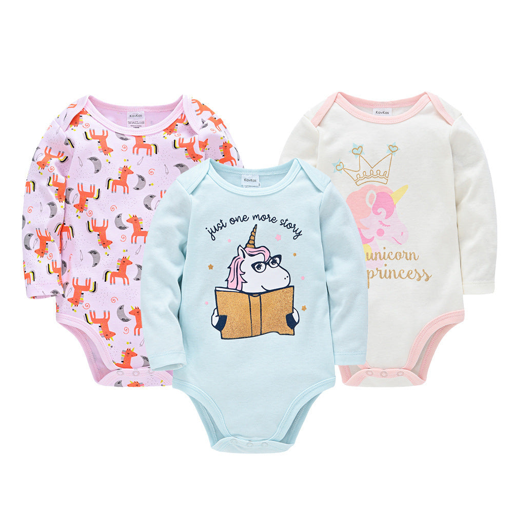 Newborn baby clothes 3-piece set Amazon long-sleeved European and American baby clothes for boys 0-2 years old baby pajamas cross-border