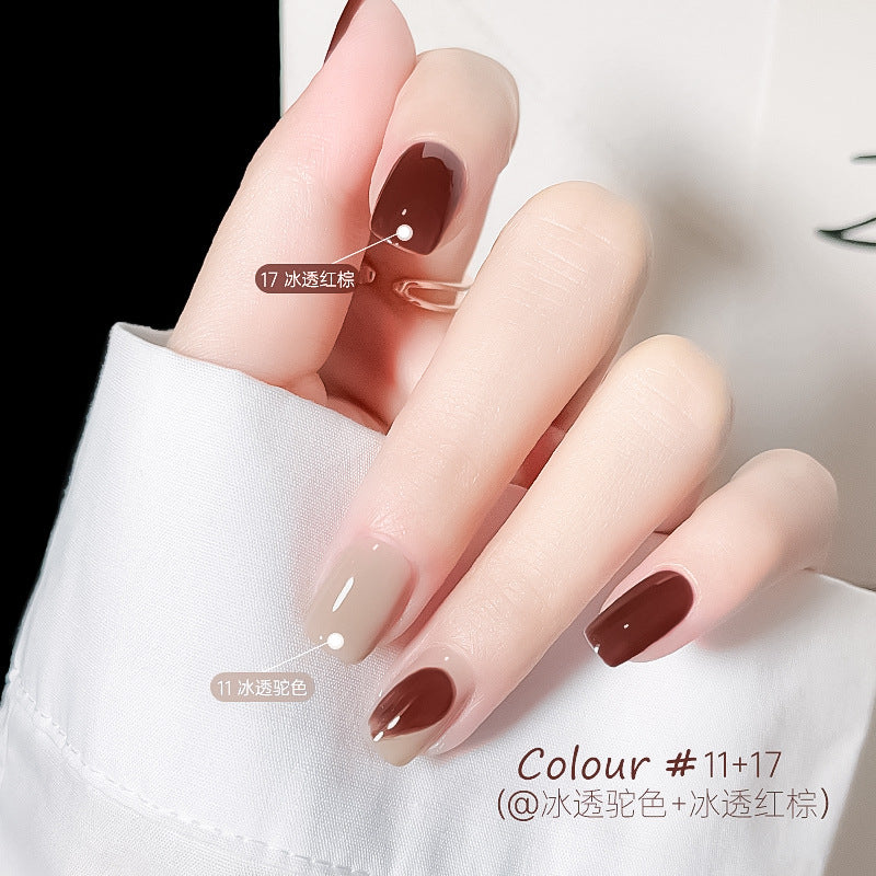 Water-based nail polish, no baking, quick drying, long-lasting, non-peelable, bell autumn and winter transparent nude jelly nail polish for nail salon