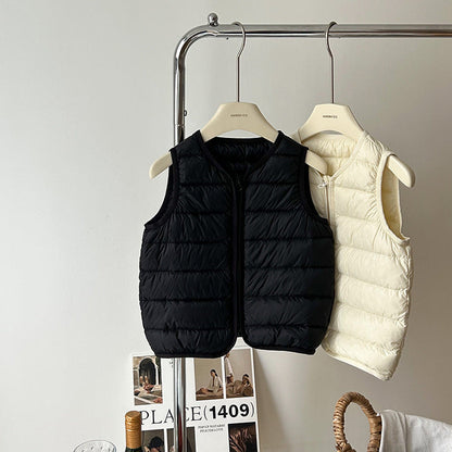 Amo Baby New National Standard Children's 2023 Winter Lightweight 90 White Duck Down Cotton Jacket Baby Close-fitting Warm Down Vest