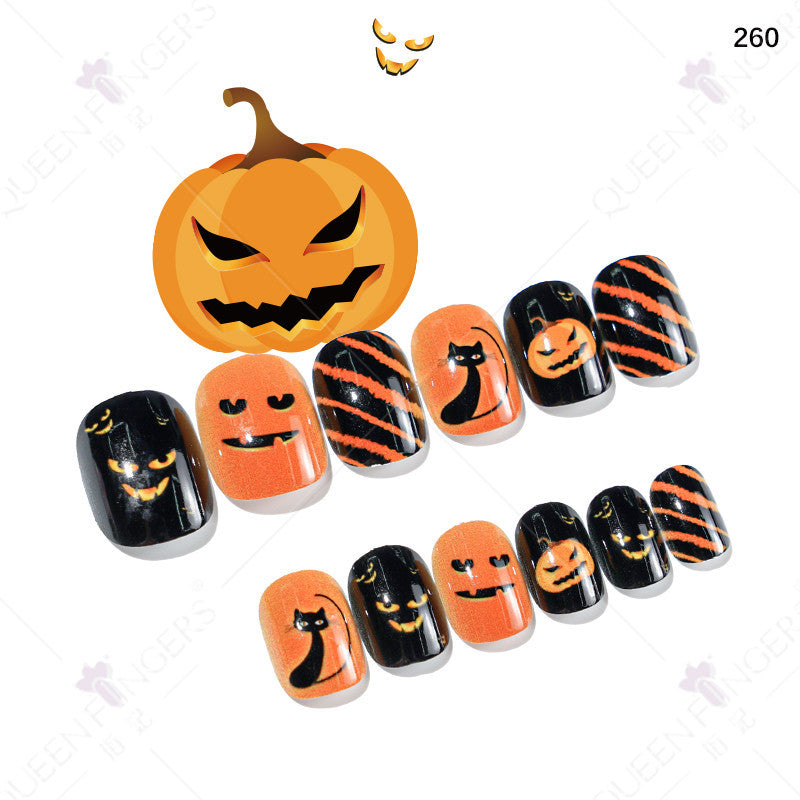 Children's wearable nail tips Halloween 24 pieces of wearable nail tips children's false nail patches manicure finished nail tips