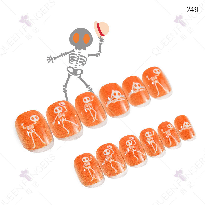 Children's wearable nail tips Halloween 24 pieces of wearable nail tips children's false nail patches manicure finished nail tips