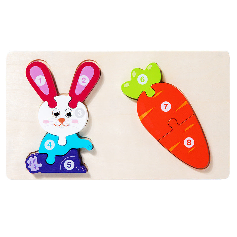 Cross-border children's wooden early education food chain animal color matching cognitive 3d three-dimensional jigsaw puzzle educational toys