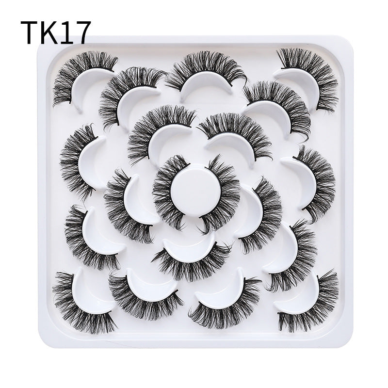 Dingsen false eyelashes factory stable supply 10 pairs of flower trays DD curling false eyelashes natural makeup daily makeup