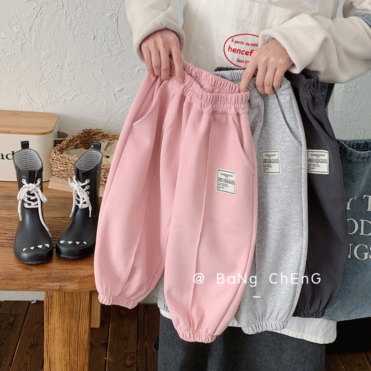 Children's sweatpants Bangcheng 2024 spring boys and girls custom casual pants new children's clothing solid color trousers trend G0052