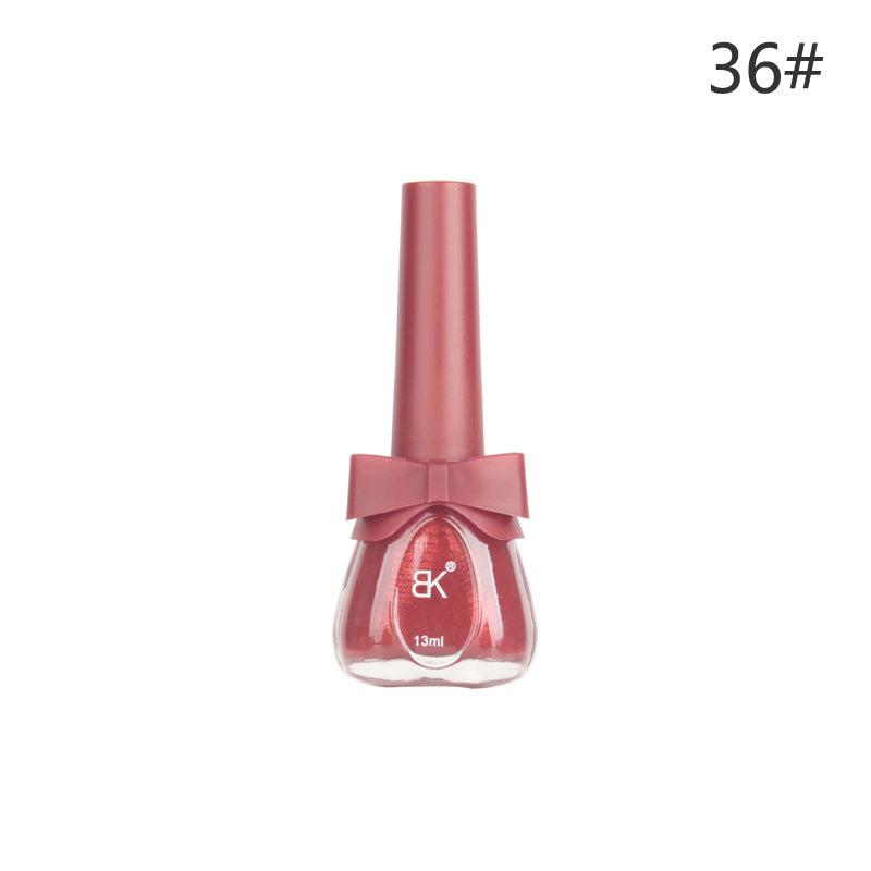 BK new bow seven-day water-based nail polish pure color free baking summer net red white macaron 13ml 