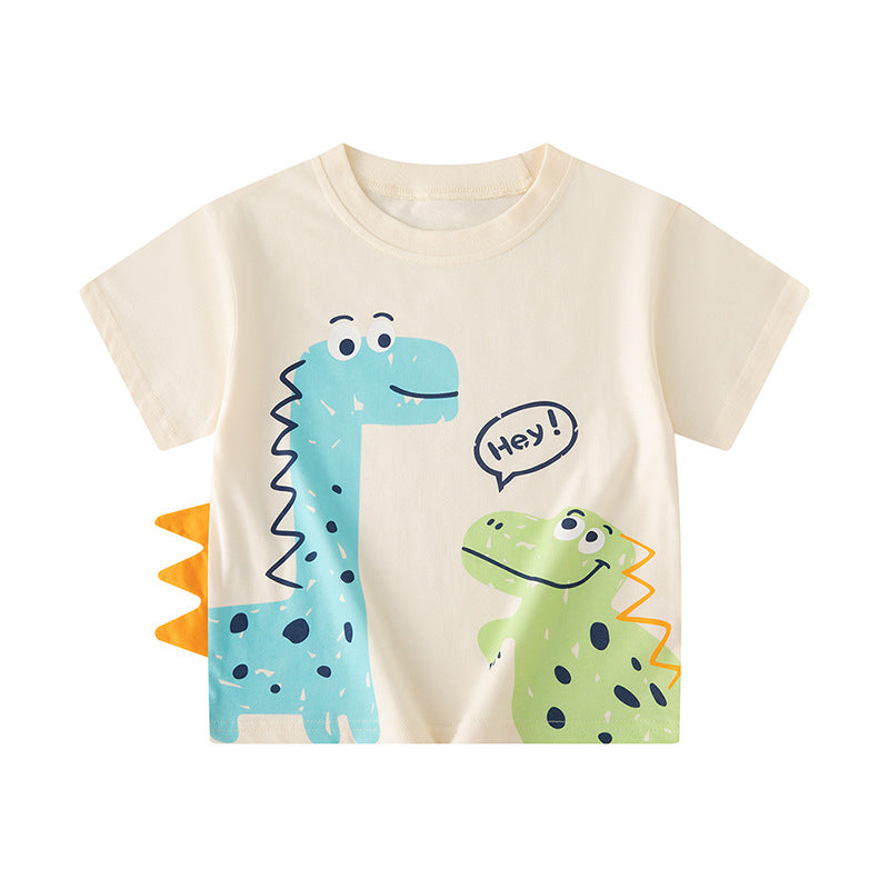 Brand source cross-border children's clothing wholesale summer new products children's short-sleeved T-shirt boy baby clothes cartoon dinosaur INS