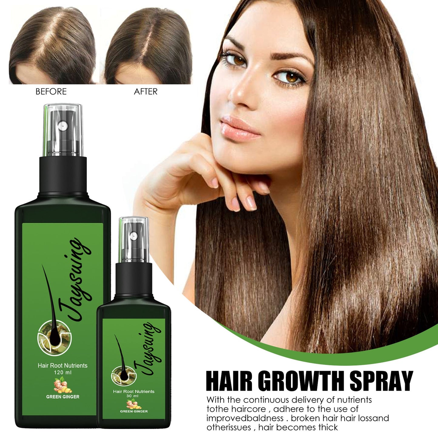 Jaysuing Hair Thickness Serum បណ្តុះសក់ ដុះក្រាស់ ចិញ្ចឹមឫសសក់ ពង្រឹងស្បែកក្បាល ម៉ាស្សា សារធាតុចិញ្ចឹម 