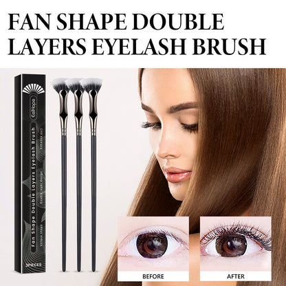 Eelhope fan-shaped double-layer eyelash brush, each eyelash is distinct, fan-shaped eyelash brush, angled eyeliner brush, lower eyelash brush 