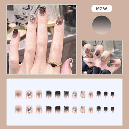 Handmade wearable nails wholesale short ballet nails pure desire ice transparent nude nail art finished nail stickers fake nails