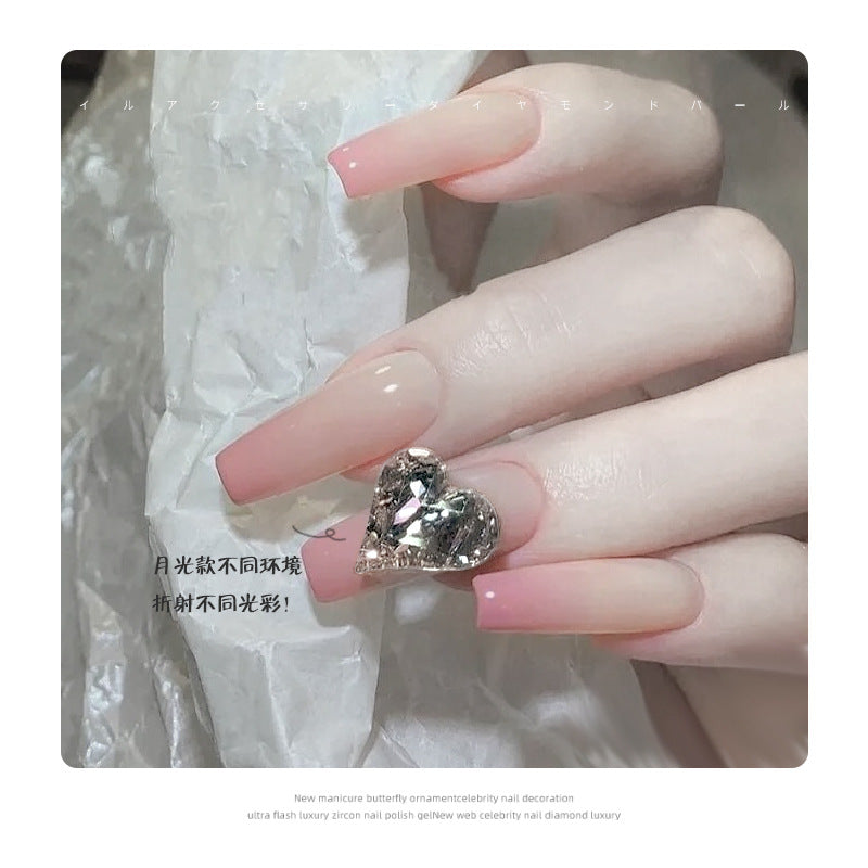 Nail art diamond jewelry wholesale K9 white moonlight blue high quality shiny multi-faceted pointed bottom love fat square axe diamond