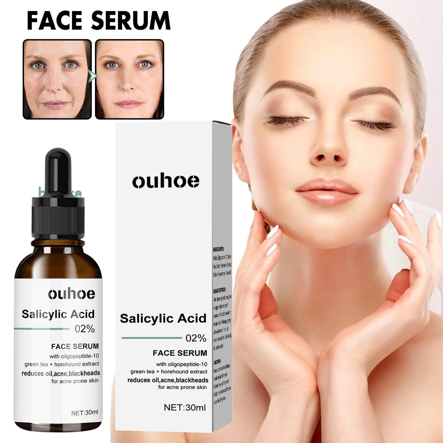 OUHOE Anti-Aging Essence បំបាត់ស្នាមជ្រីវជ្រួញ និងស្នាមជ្រួញថ្ងាស ផ្តល់សំណើម និងបន្តឹងស្បែក Anti-Aging Essence 