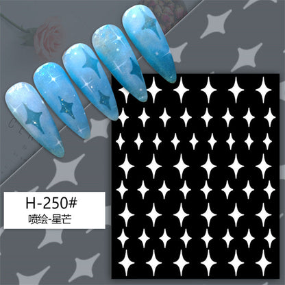 Japanese nail art spray painting stickers cross-border supply bear star French hollow love butterfly nail stickers wholesale