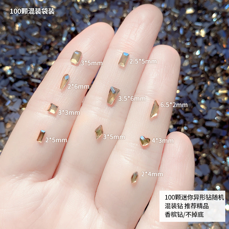 Nail art accessories wholesale mini small crystal white diamond washable grid hot base special-shaped silver diamond nails super flash