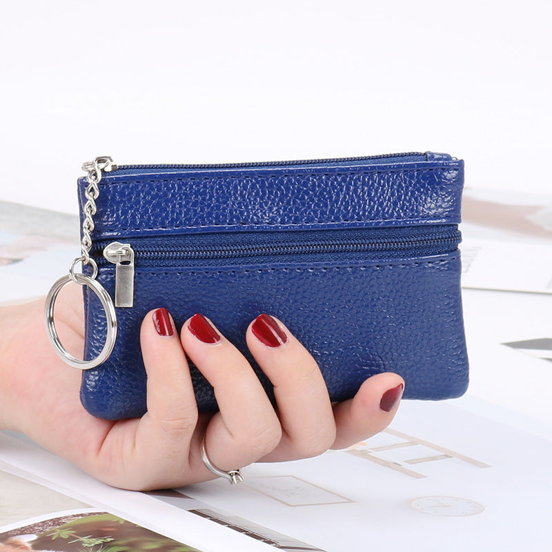 Genuine leather coin purse for women small mini short zipper key bag simple small wallet coin small coin bag 