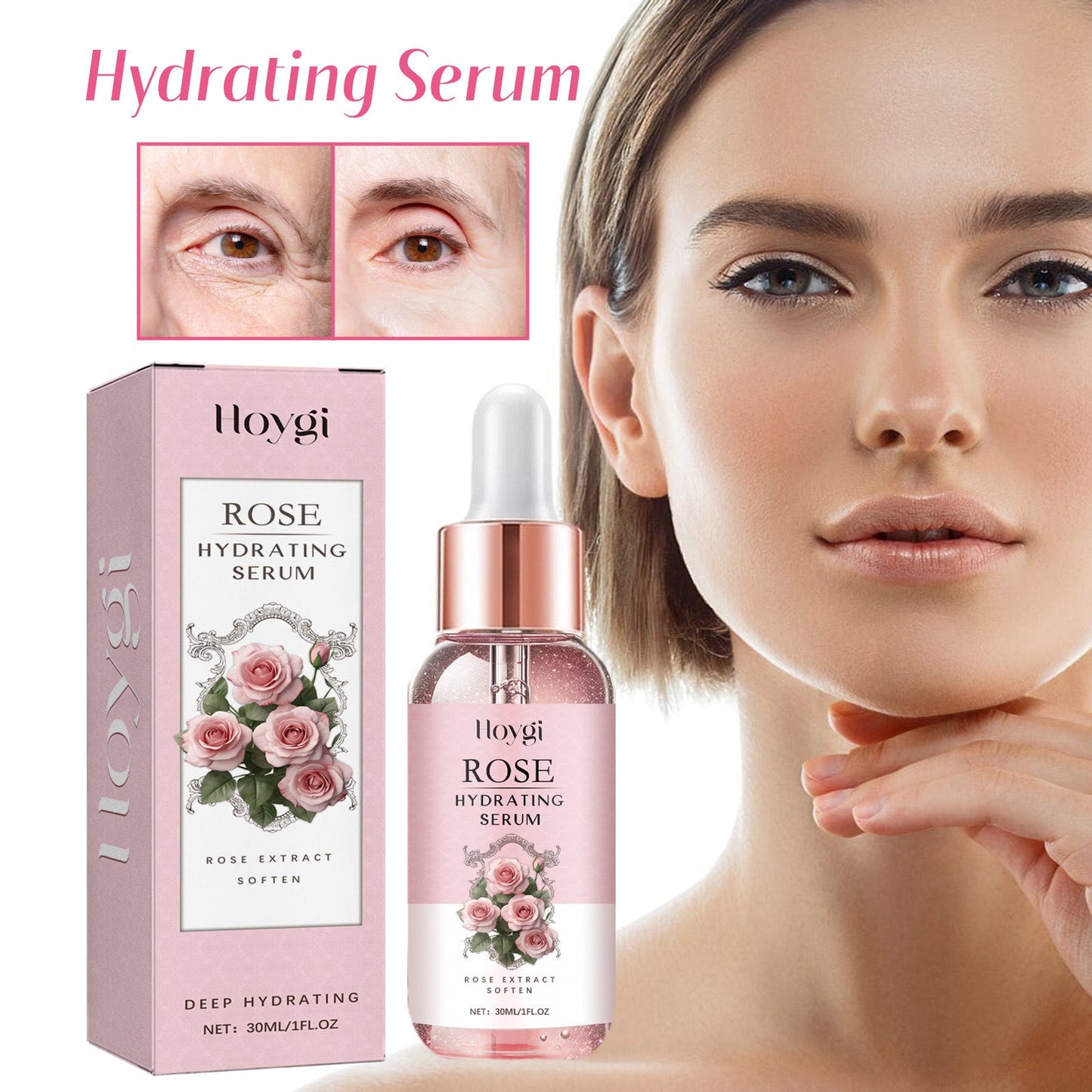 Hoygi Rose Moisturizing Essence Rose Aloe Vera ធ្វើអោយស្បែកទន់ ផ្តល់សំណើម ផ្តល់សំណើម ចិញ្ចឹមស្បែកមុខ 