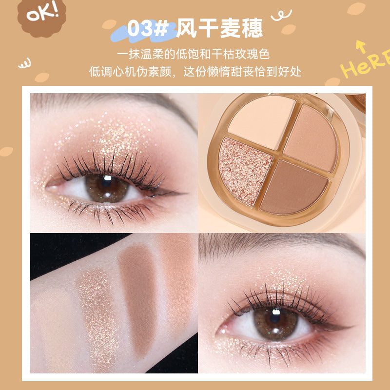 NOVO four-color eyeshadow palette pearlescent matte fine flash waterproof and sweat-proof no smudge easy to color color eyeshadow wholesale 