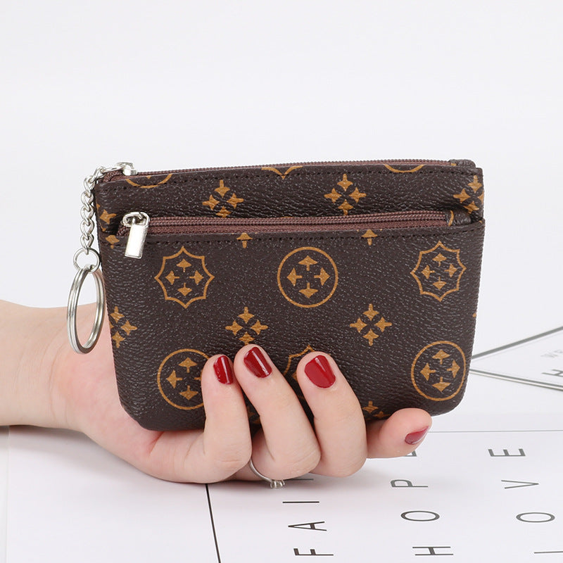 European and American coin purse multifunctional ladies zipper bag business card holder mini short handbag key bag small wallet female 