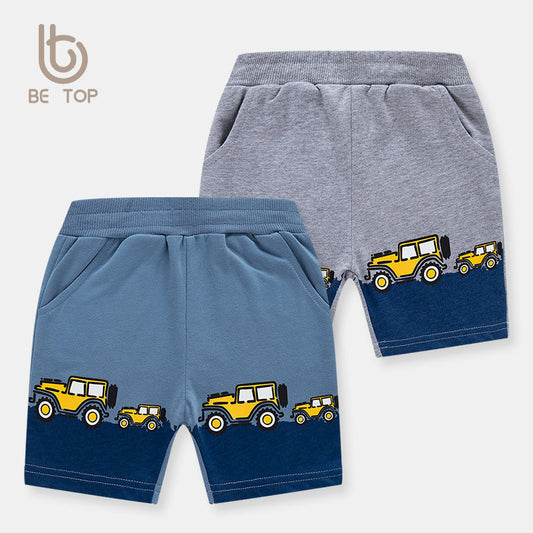 Children's shorts baby cartoon car summer 2024 new baby casual shorts boy trendy one piece delivery