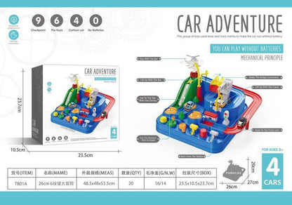 Cross-border Toschi car adventure with 4 manual children's track amusement park toys for parent-child interaction