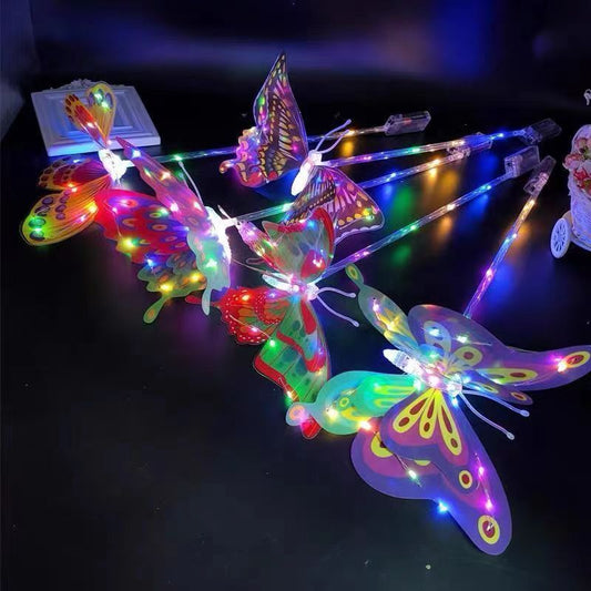 Internet celebrity hot flash butterfly with colorful wings moving handheld luminous butterfly Kuaishou Douyin toy wholesale