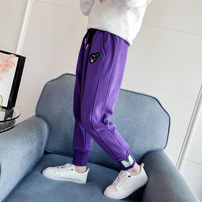 Girls sweatpants 2024 new spring and autumn big children's sports pants medium and large children's casual pants children's wear loose long pants