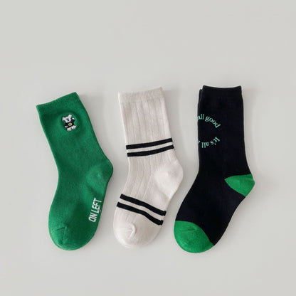 Children's socks 2023 spring boys and girls new cute breathable cotton socks trendy baby comfortable mid-tube socks 3 pairs