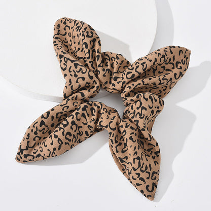 Blue factory direct sales new four-cornered starfish large intestine hair band European and American leopard print fabric hair tie ponytail headdress female