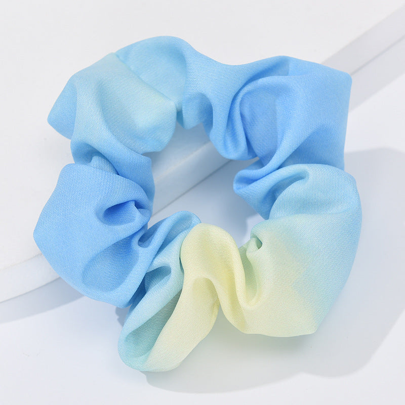 French new tie-dyed large intestine hair band female European and American mixed color simple head flower cloth art hair tie ponytail large intestine hair band