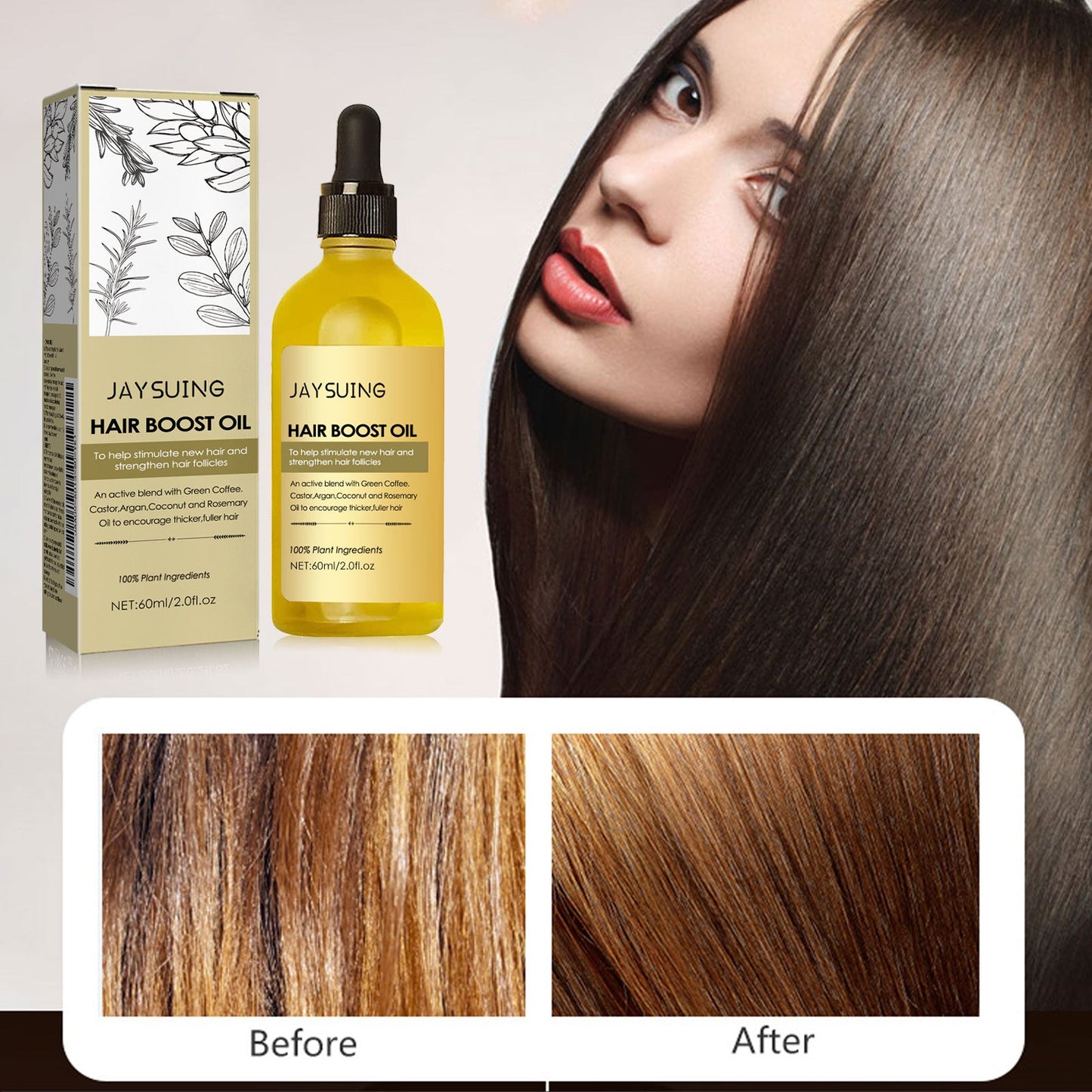 Jaysuing Rosemary Hair Oil for Strong Hair, Strong Hair, Anti-hair Loss, Improve Frizziness, Repair Dry Hair 