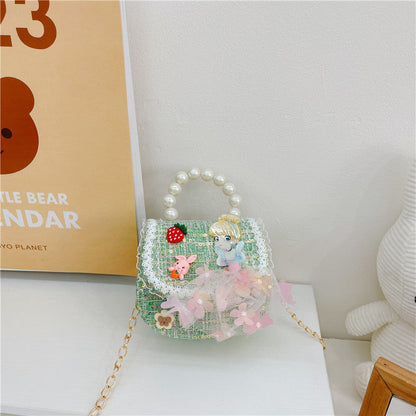 Fashion pearl handbag cute children's bag female trendy chain crossbody bag princess small fragrance style shoulder bag wholesale