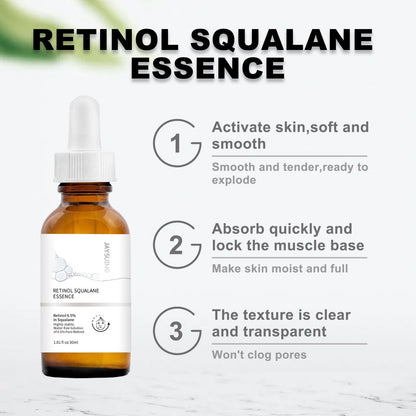 Jaysuing Retinol 0.5% Squalane Essence Lightens Wrinkles, Spots, Dark Spots, Moisturizing and Brightening Essence 