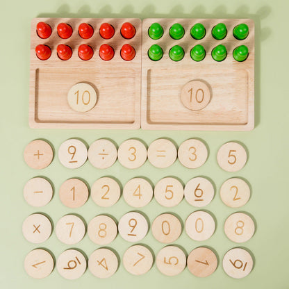 Cross-border wooden Montessori early childhood math calculation board teaching aids ten-grid addition, subtraction, multiplication and division children's math educational toys