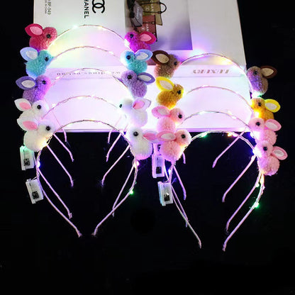 Internet celebrity new style rabbit luminous headband New Year rabbit year little rabbit headband flashing headdress push scan code small gift