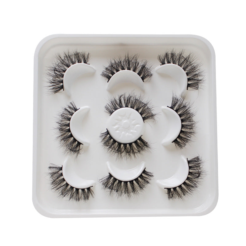 Dingsen false eyelashes factory cross-border stable supply fried hair series a total of 5 pairs of natural thick large curvature