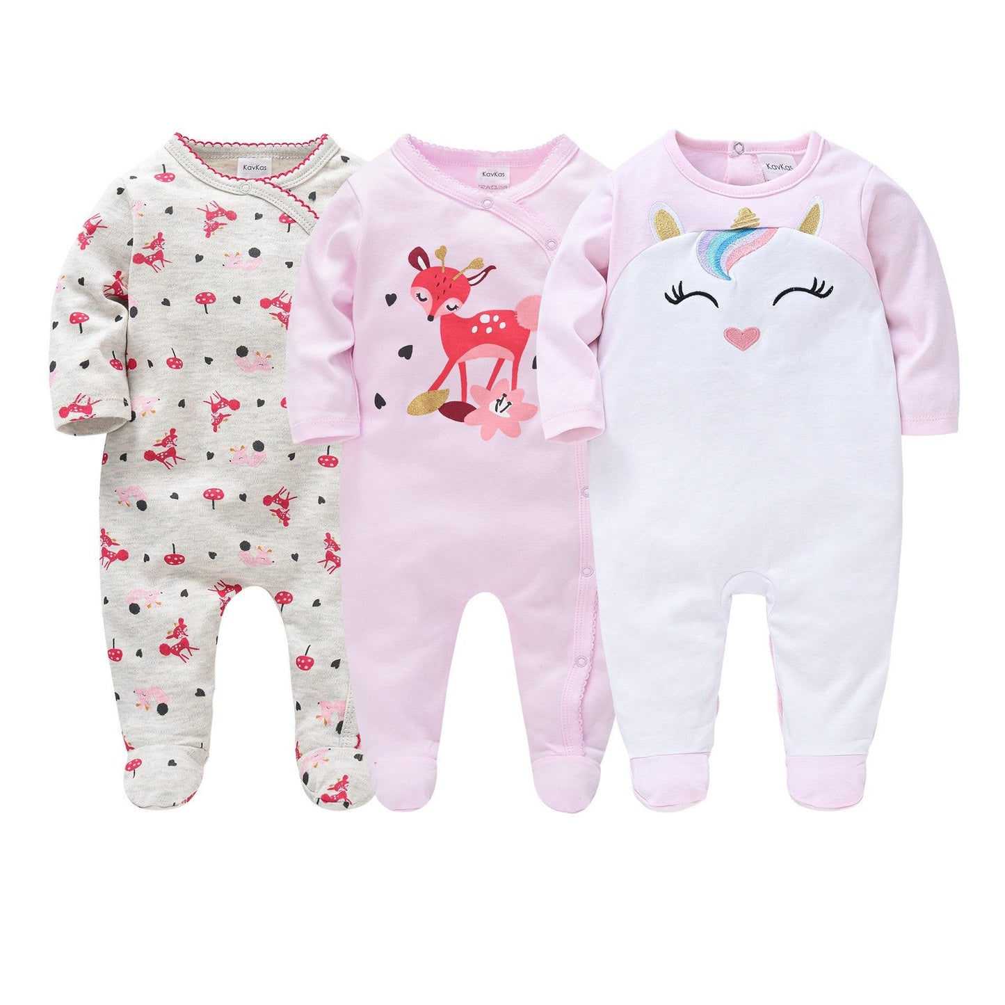 Newborn baby clothes 3-piece set autumn cartoon infant onesie cute long-sleeved crawling clothes baby clothes