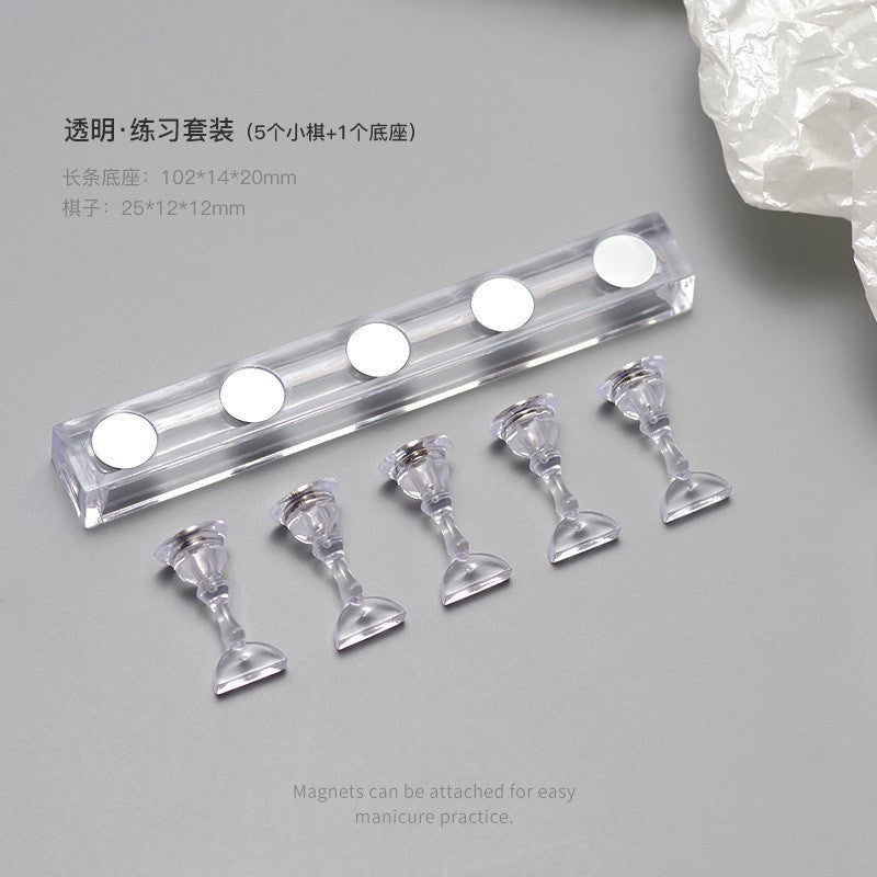 Japanese nail art practice nail plate support nail support base acrylic chess piece base nail art work display practice stand