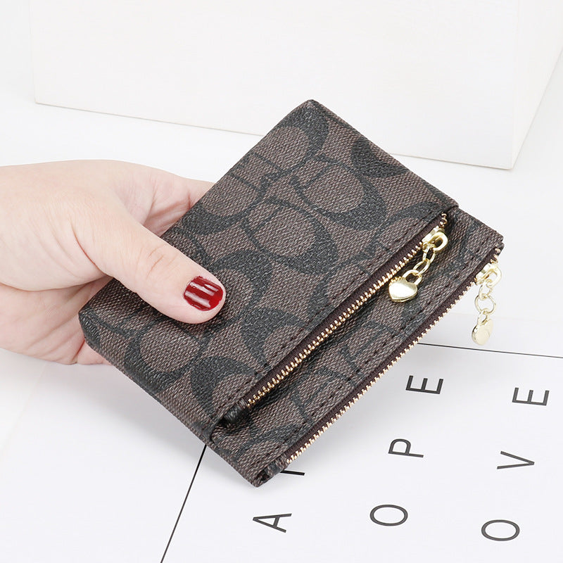 European and American 2024 new zipper coin purse women's handbag mini card holder short small wallet key bag coin bag 