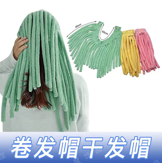 Cross-border spaghetti-shaped dry hair cap curling iron dual-purpose high-end towel cloth lazy heat-free curling artifact