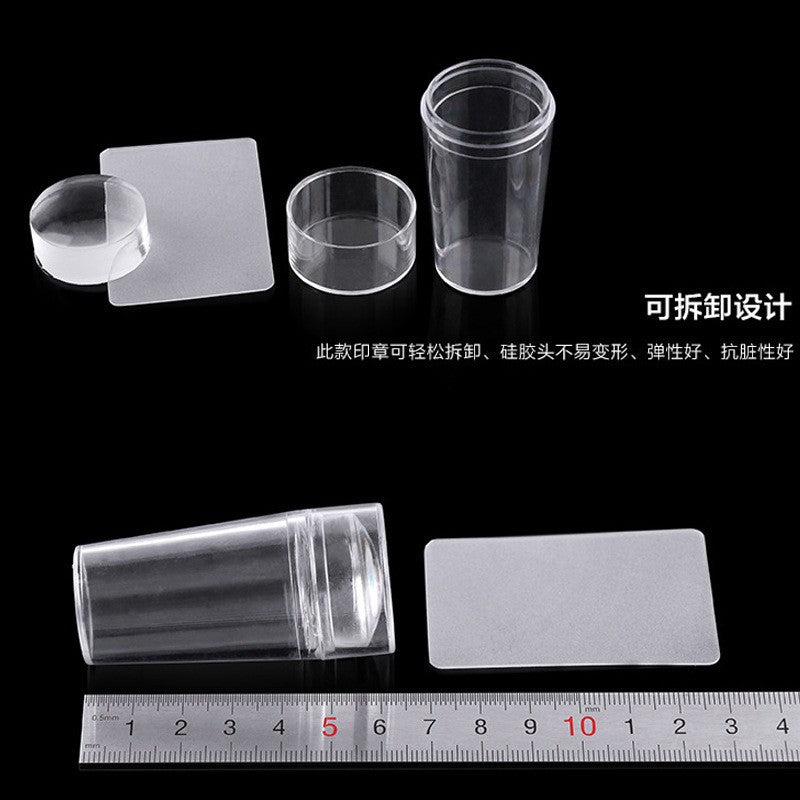 Nail Art Stamp Scraper 2-piece Set Silicone Transparent Stamp Head Large Scraper Nail Painting Transfer Tool