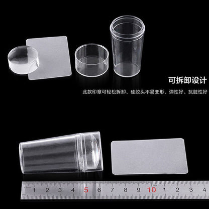 Manicure stamp scraper 2-piece set silicone transparent stamp head large scraper nail painting transfer tool