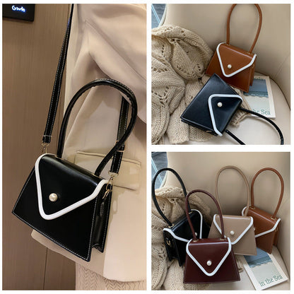 Fashion trend French bag women's bag 2024 autumn new retro fashion hand-held small square bag shoulder messenger bag 