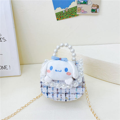 Cute Princess Crossbody Bag Fashion Pearl Handbag Girls Chain Shoulder Bag Cartoon Children's Bag Wholesale 