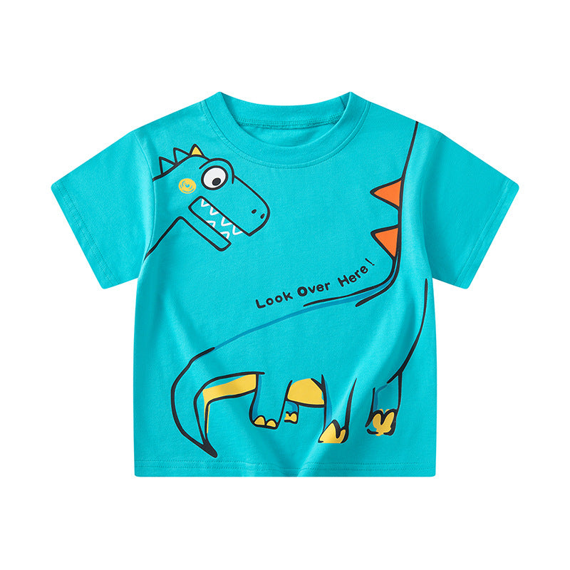 Cross-border children's clothing wholesale Korean version children's short-sleeved T-shirt summer new three-dimensional dinosaur baby clothes one piece delivery