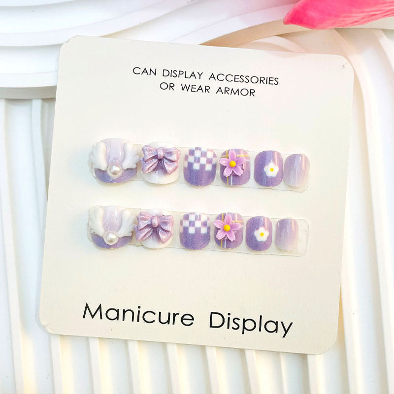 Children's nails for girls, nail patches for Internet celebrities, big kids and girls, short nail art, diamond nail patches wholesale