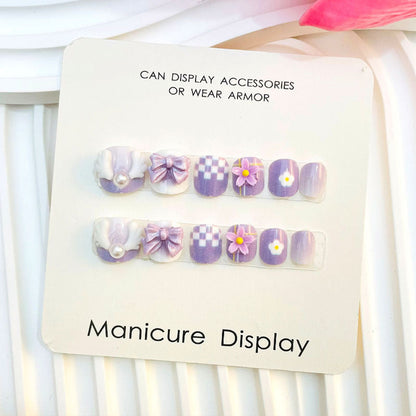 Children's nails for girls, nail patches for Internet celebrities, big kids and girls, short nail art, diamond nail patches wholesale